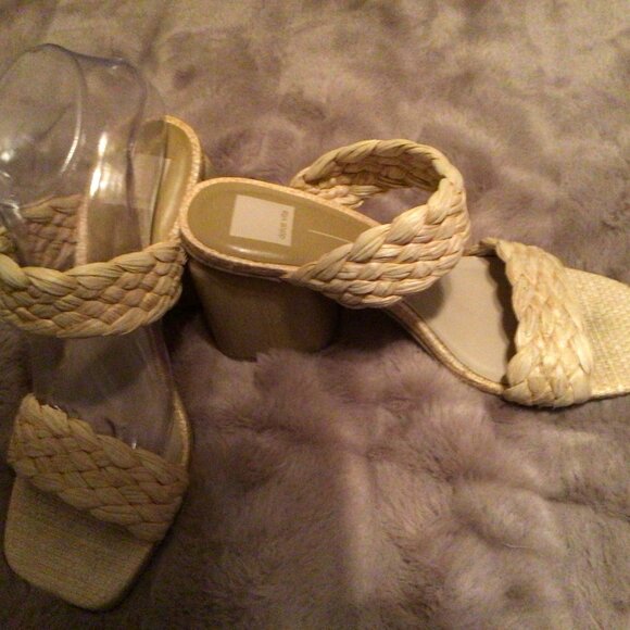 Dolce Vita Women's  Braided Double Strap Raffia block High Heel Sandals size 8 - Picture 3 of 4